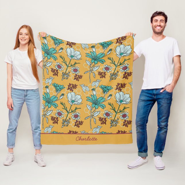 Colourful floral seamless pattern personalized nam fleece blanket (In Situ)