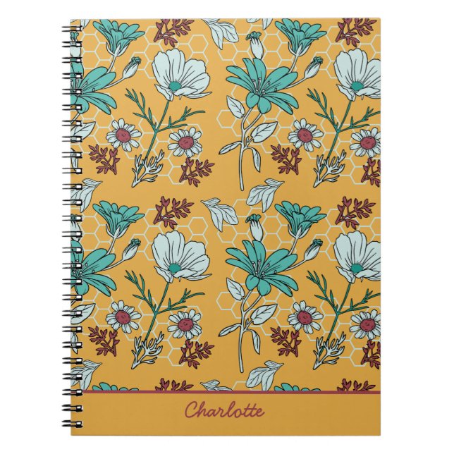 Colourful floral seamless pattern personalized nam notebook (Front)