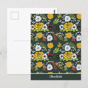 Colourful floral seamless pattern personalized nam postcard
