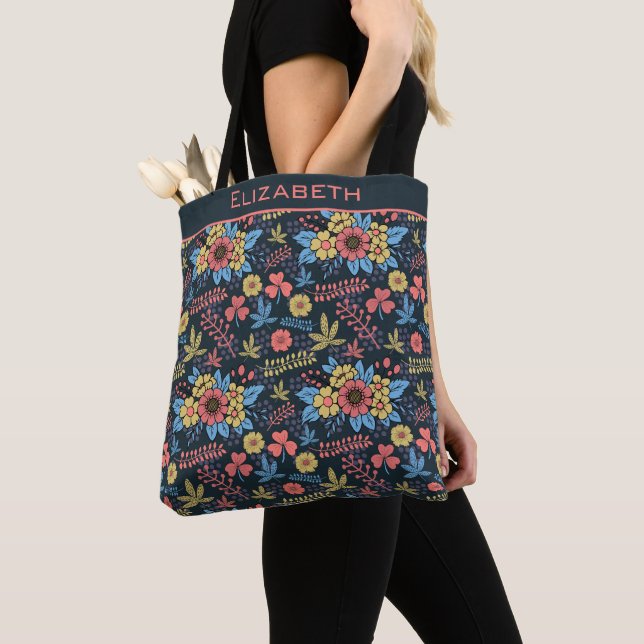 Colourful floral seamless pattern personalized nam tote bag (Close Up)