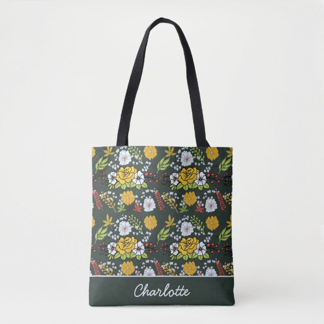 Colourful floral seamless pattern personalized nam tote bag (Front)