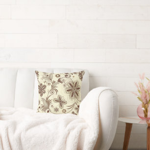 Colourful Floral Seamless Pattern Throw Pillow