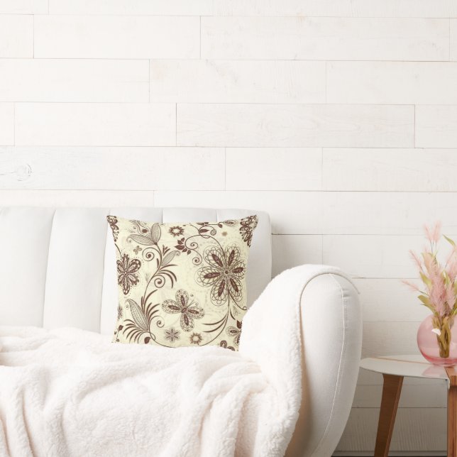 Colourful Floral Seamless Pattern Throw Pillow (Couch)