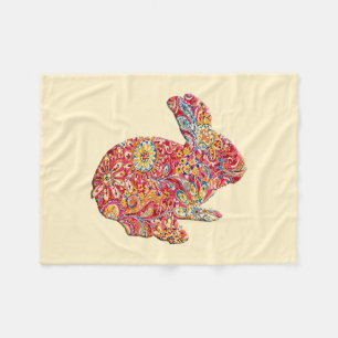 Colourful Floral Silhouette Bunny Fleece Blanket
