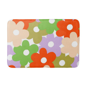 Colourful Floral Simple Tropical Flower Pattern  Bath Mat