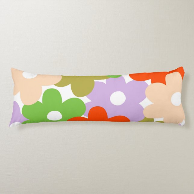 Colourful Floral Simple Tropical Flower Pattern  Body Pillow (Front)