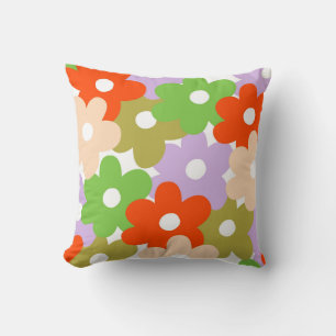 Colourful Floral Simple Tropical Flower Pattern  Throw Pillow