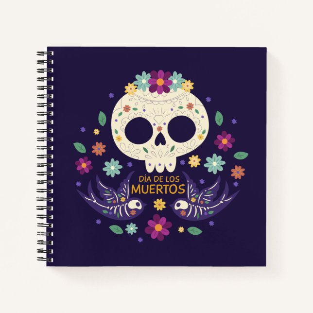Colourful Floral Skull Dia de Muertos | Notebook (Front)