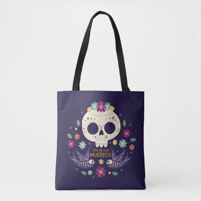 Colourful Floral Skull Dia de Muertos | Tote Bag (Front)