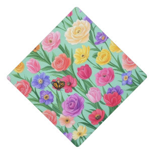 Colourful Floral/Spring Rose Graduation Cap Topper