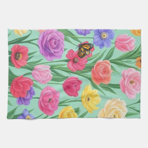 Colourful Floral/Spring Rose Kitchen Towel