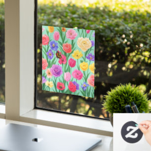 Colourful Floral/Spring Rose Window Cling
