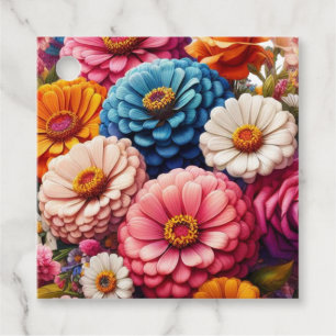 Colourful Floral/Spring Zinnia/Rose Favour Tags