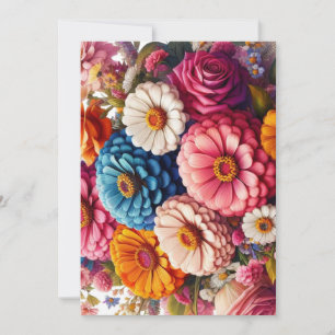 Colourful Floral/Spring Zinnia/Rose Holiday Card