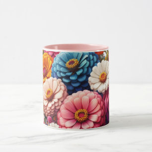 Colourful Floral/Spring Zinnia/Rose Mug