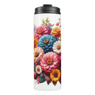 Colourful Floral/Spring Zinnia/Rose Thermal Tumbler