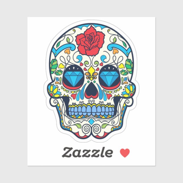 Colourful floral sugar skull no.6 Burning candles (Sheet)