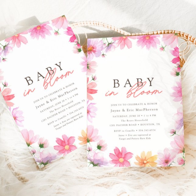 Colourful Floral Summer Baby in Bloom Wildflower Invitation (Creator Uploaded)