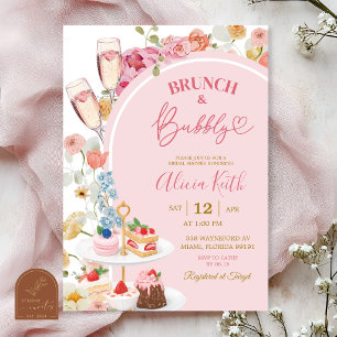 Colourful Floral Summer Brunch and Bubbly Bridal Invitation