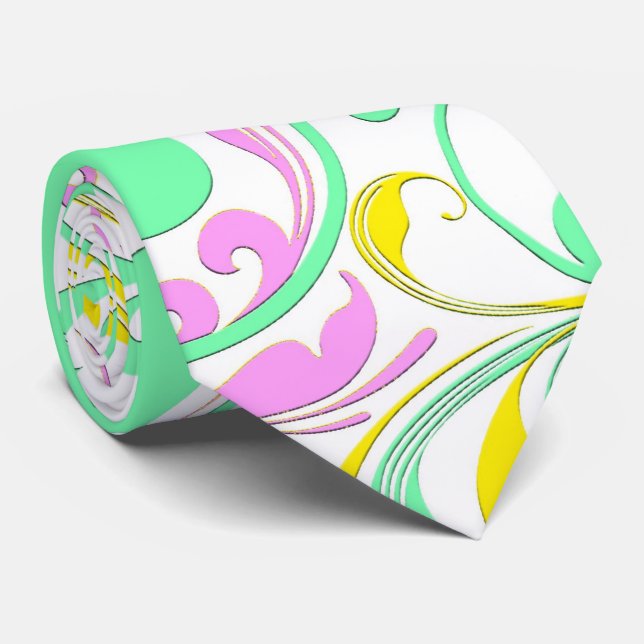 Colourful Floral Swirls Tie (Rolled)