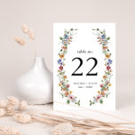 Colourful Floral Table Number<br><div class="desc">Our Colourful Floral Table Number is the perfect way to share your joyous event! Unique and whimsical, this modern table number features stunning rustic boho chic hand-painted watercolor florals in colours of dark blue, bright pink, blush pink, golden yellow, vibrant red, and sage green leaves that are perfect for modern...</div>