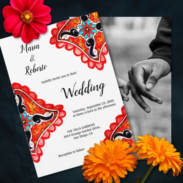 Colourful Floral Talavera Art Mexican Wedding Invitation (Creator Uploaded)