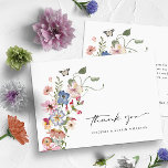 Colourful Floral Thank You Card<br><div class="desc">Our Colourful Floral Thank You Card is the perfect way to share your joyous event! Unique and whimsical, this modern card features stunning rustic boho chic hand-painted watercolor florals in colours of dark blue, bright pink, blush pink, golden yellow, vibrant red, and sage green leaves that are perfect for modern...</div>