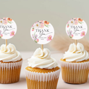 Colourful Floral Thank You Classic Round Sticker