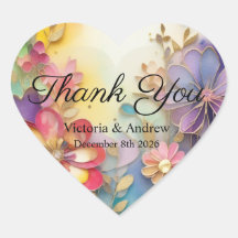 Colourful Floral Thank you Stickers