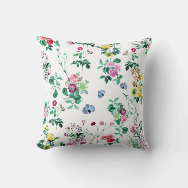 Colourful Floral   Throw Pillow (Front)
