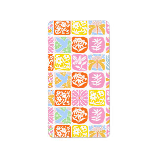 Colourful Floral Tile Botanical Folk Whimsical Label