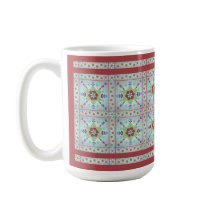 Colourful Floral Tile Pattern Mug (Red)