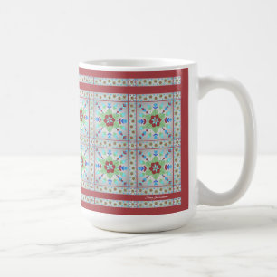 Colourful Floral Tile Pattern Mug (Red)