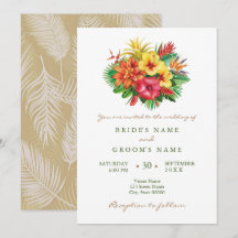 Colourful floral tropical wedding invitation