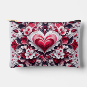 Colourful, floral valentine's day heart accessory pouch