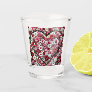 Colourful, floral valentine's day heart shot glass
