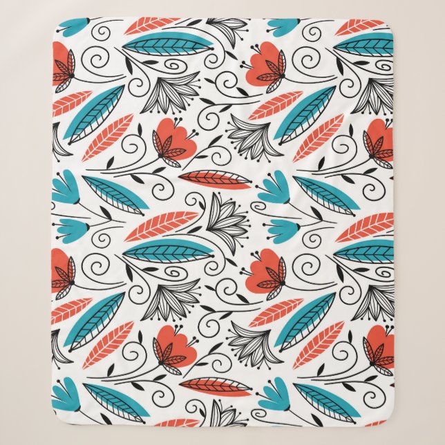 Colourful floral: vibrant seamless pattern. sherpa blanket (Front)