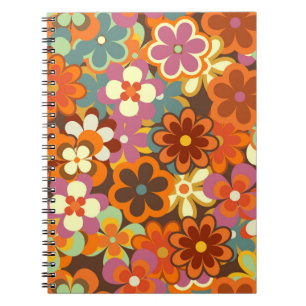 Colourful Floral vintage Seamless Pattern. Retro 7 Notebook