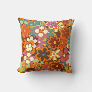 Colourful Floral vintage Seamless Pattern. Retro 7 Throw Pillow