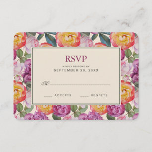 Colourful Floral Watercolor Bouquet - Wedding RSVP