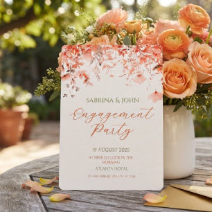 Colourful Floral Watercolor Engagement Party Invitation