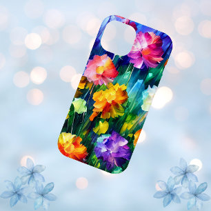 Colourful Floral Watercolor Flowers Art iPhone 15 Case