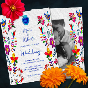Colourful Floral Watercolor Mexican Wedding Invitation
