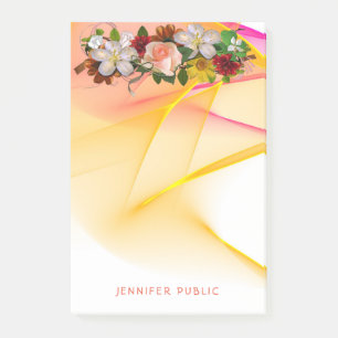 Colourful Floral Watercolor Roses Flowers Template Post-it Notes