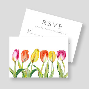 Colourful Floral Watercolor Tulip Easter RSVP Card