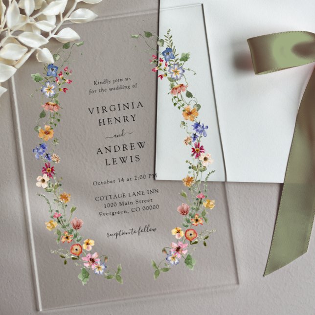 Colourful Floral Wedding Acrylic Invitations (Colorful Watercolor Floral Wedding Acrylic Invitations by Painted Paperie
)
