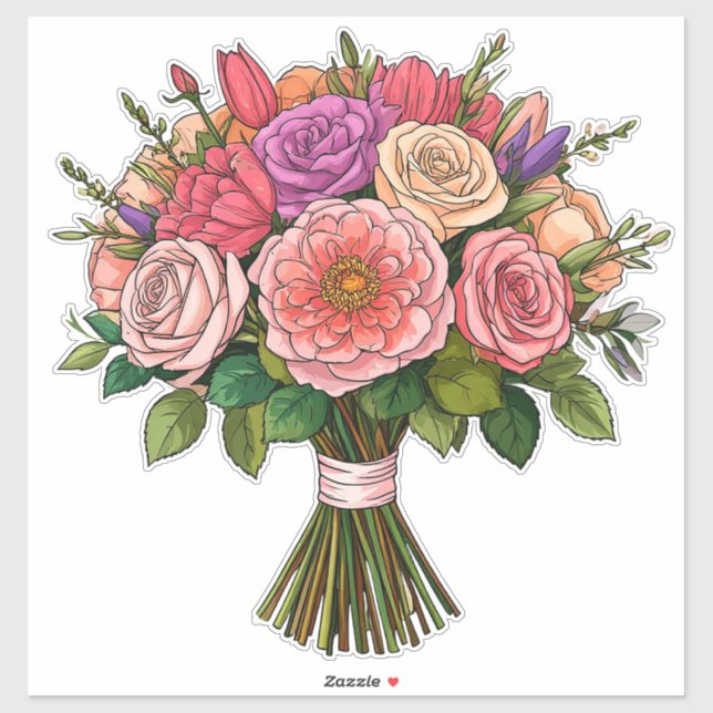 Colourful Floral Wedding Bouquet (Sheet)