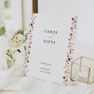 Colourful Floral Wedding Cards and Gifts Pedestal Sign