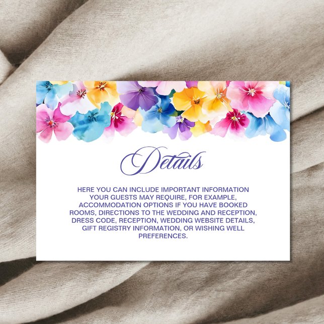 Colourful Floral Wedding Details Enclosure Card (Creator Uploaded)