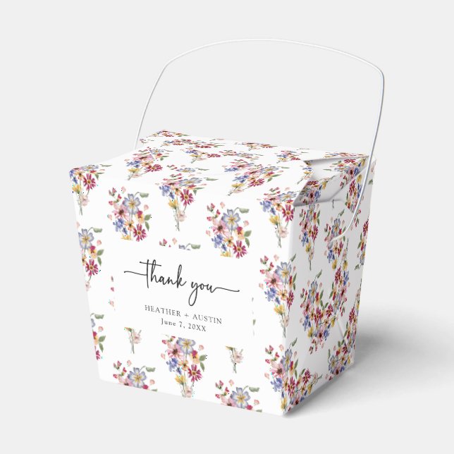 Colourful Floral Wedding Favor Box (Front Side)
